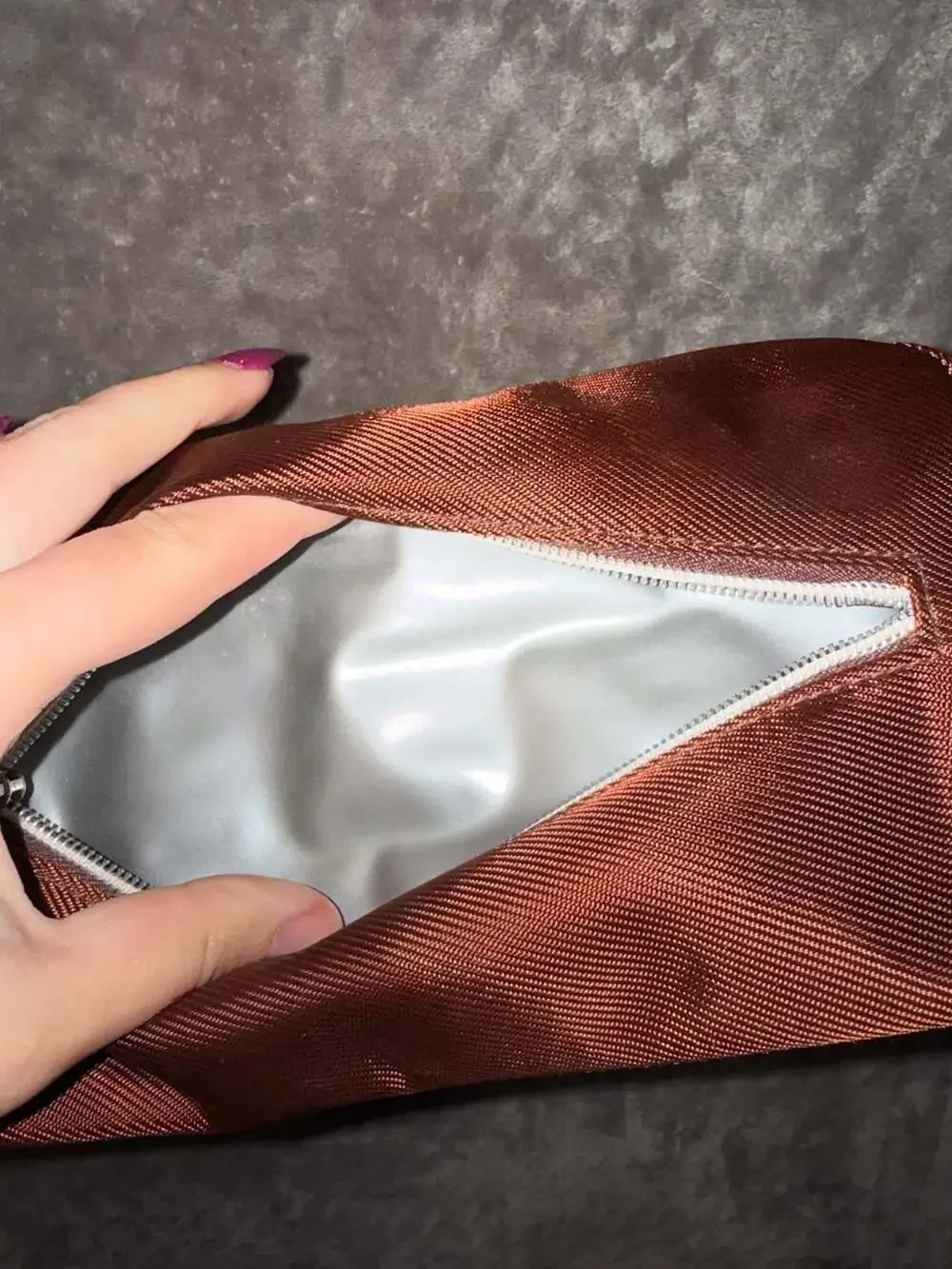 Clinique Brown Nylon Toiletry Travel Pouch with Zipper and Side Handle